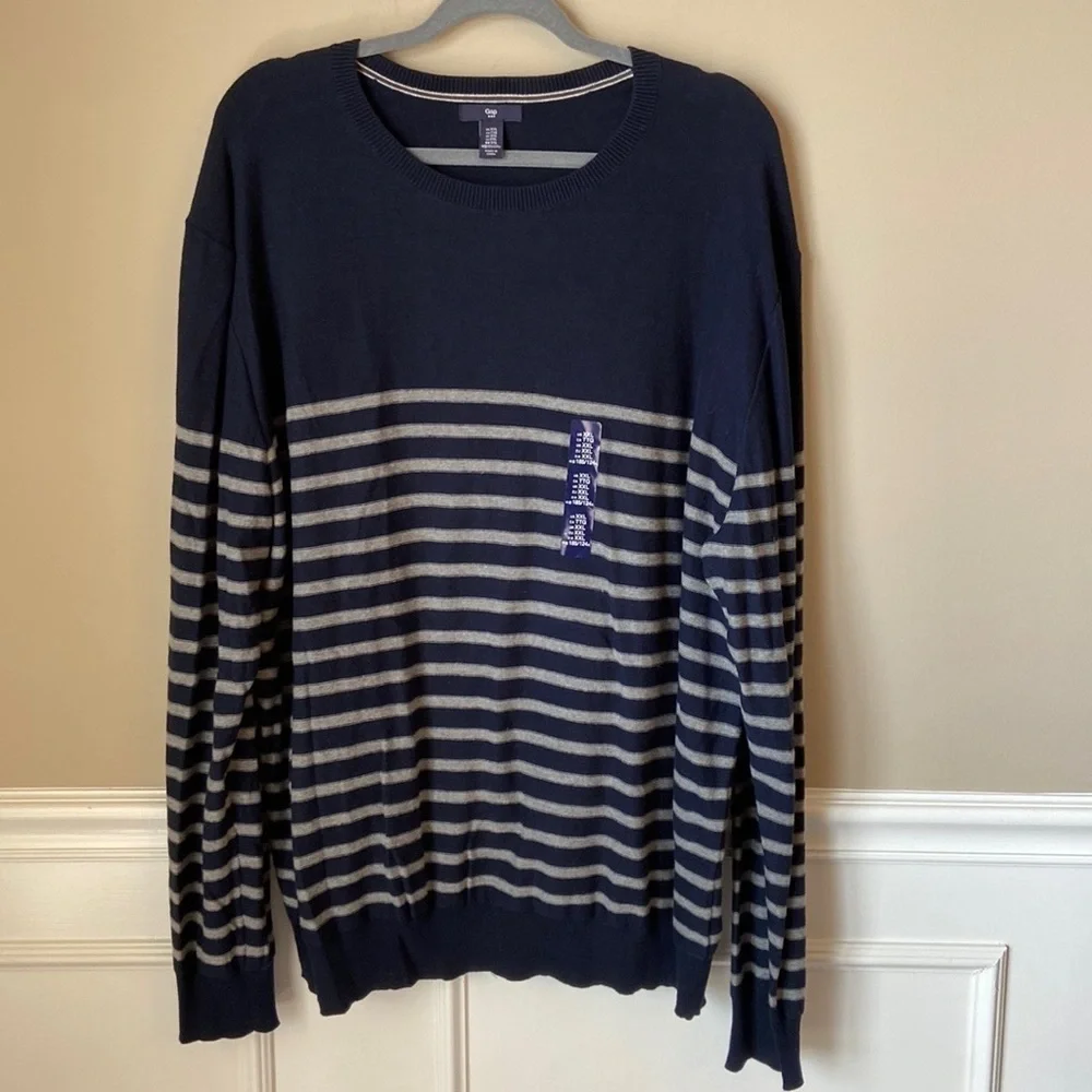 Nwot‎ Mens GAP Navy and Grey Stripe Sweater XXL